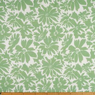 Daphne Floral Printed 112 cm Cotton Slub Fabric Green 112 cm