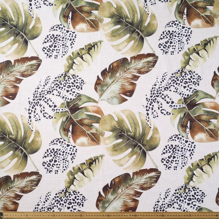 Nate Leaf Printed 112 cm Cotton Slub Fabric