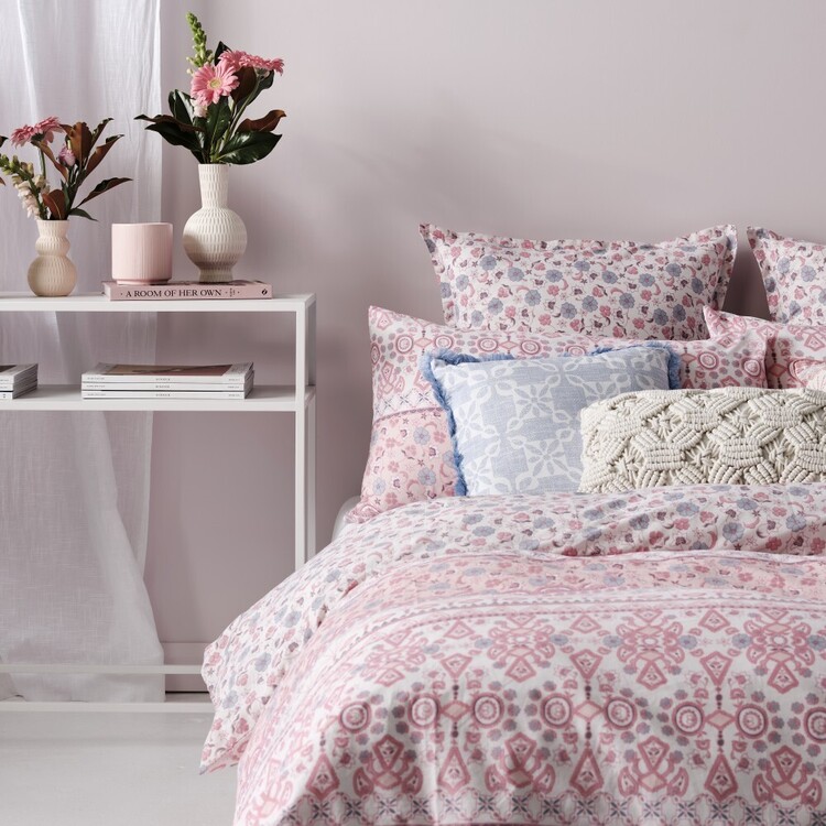 Ombre Home Coastal Bohemian Bliss Cassia Quilt Cover Set Pink ombre-home-coastal-bohemian-bliss-cassia-quilt-cover-set-pink