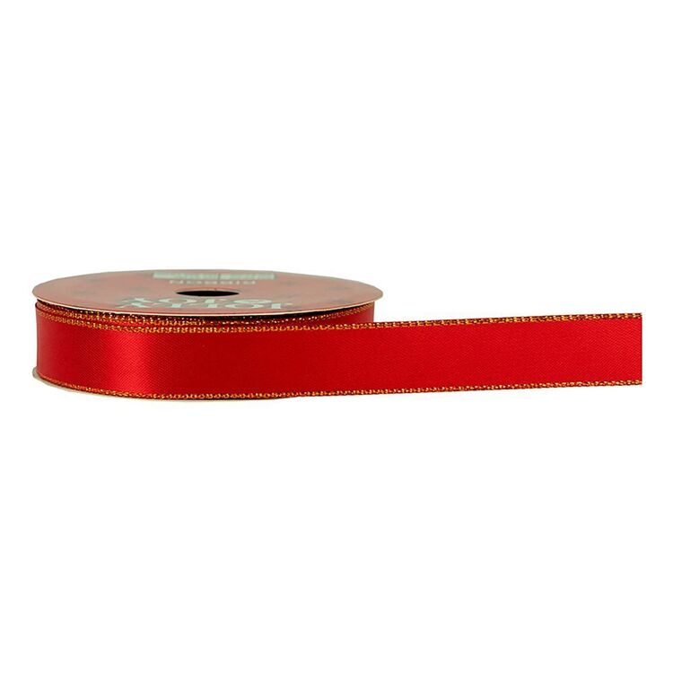 16mm Red & Gold Edge Satin Ribbon