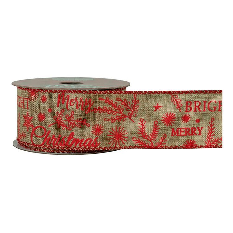 38mm Merry & Bright Wire Edge Ribbon