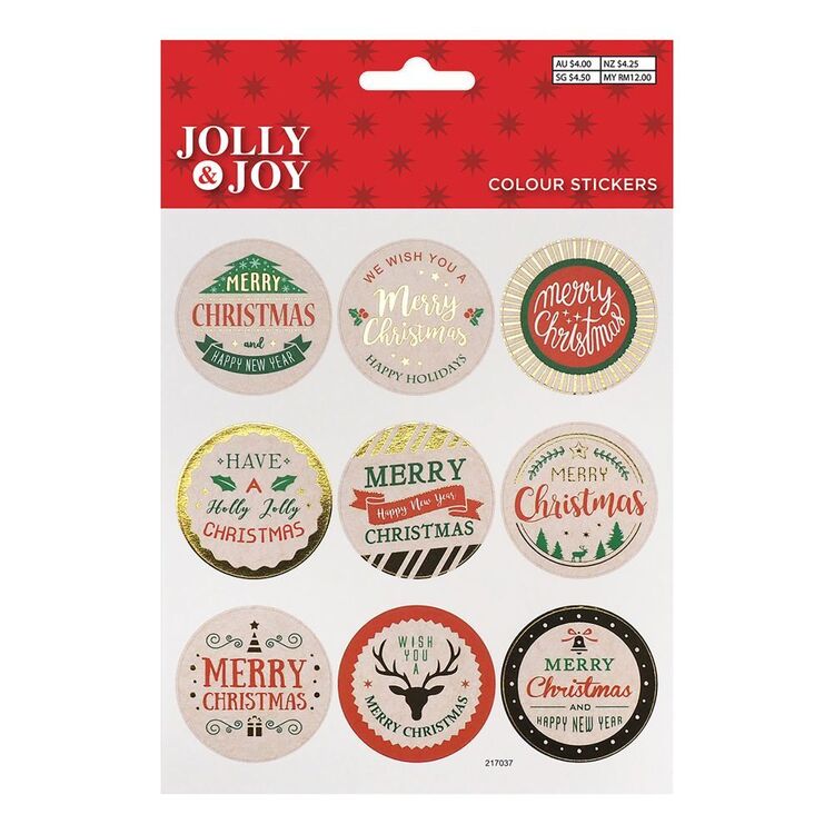 Christmas Round Stickers 9 Pack