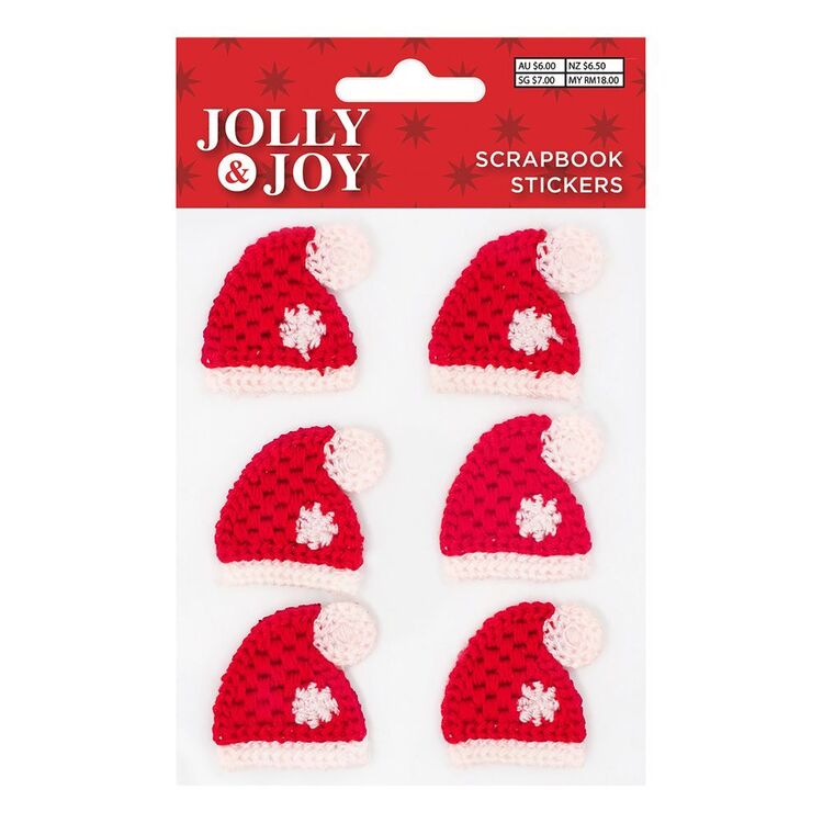 Christmas Santa Hat Scrapbook Stickers 6 Pack