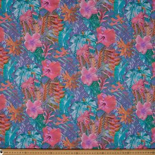 Tropical Floral Printed 135 cm Cotton Lawn Fabric Violet 135 cm