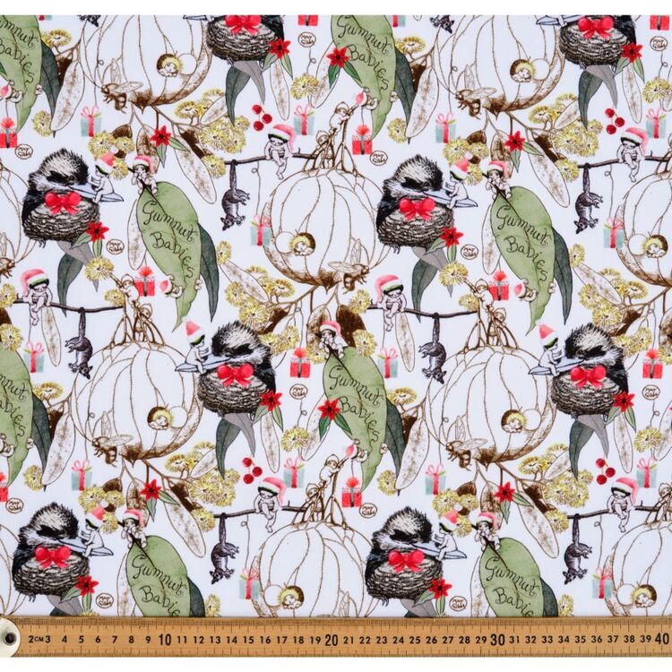 May Gibbs Christmas Babies Printed 112 cm Homespun Cotton Fabric