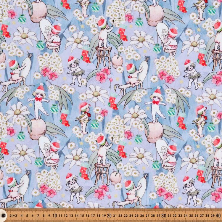 May Gibbs Christmas Flannel Flower Printed 112 cm Homespun Cotton Fabric