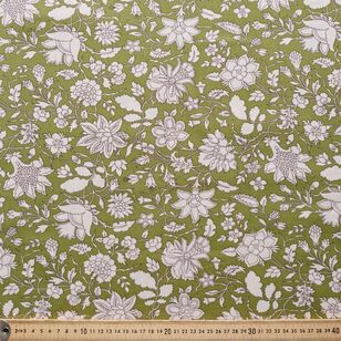 Lopa Floral Printed 135 cm Rayon Fabric Olive 135 cm