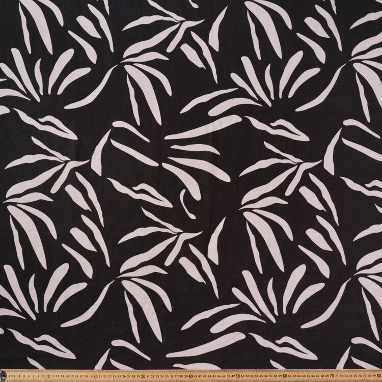 Kojo Abstract Leaves Printed 112 cm Cotton Linen Fabric