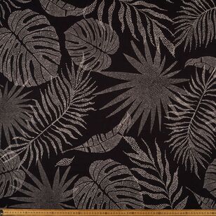 Kitera Leaves Printed 112 cm Cotton Linen Fabric Black 112 cm