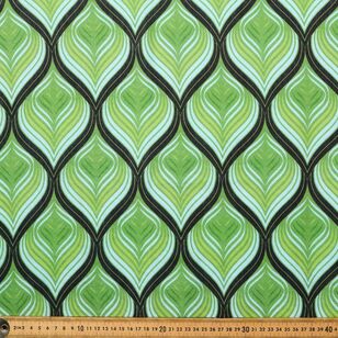 Yazmin Printed 112 cm Cotton Linen Fabric Green 112 cm