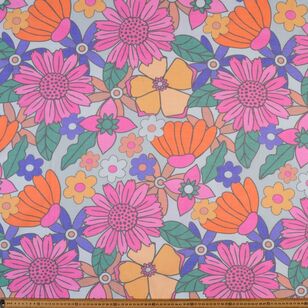 Erica Floral Printed 110 cm Cotton Slub Fabric Multicoloured 110 cm