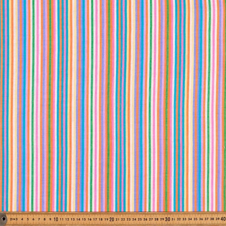 Summer Stripe Printed 110 cm Cotton Slub Fabric