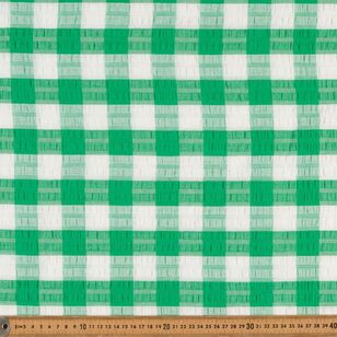 Gingham Check Printed 110 cm Cotton Seersucker Fabric Green 110 cm