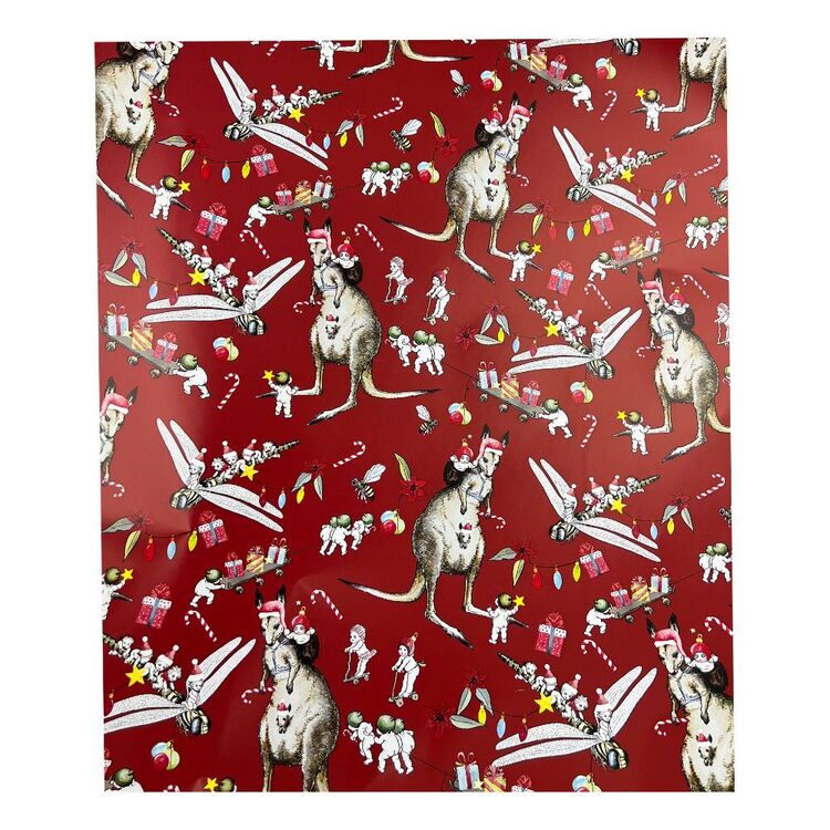 Jolly & Joy May Gibbs Red Christmas Wrapping Paper
