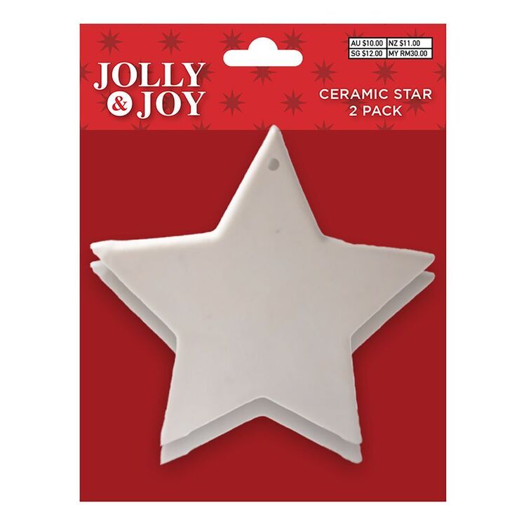Jolly & Joy Star Ceramic Decoration 2 Pack