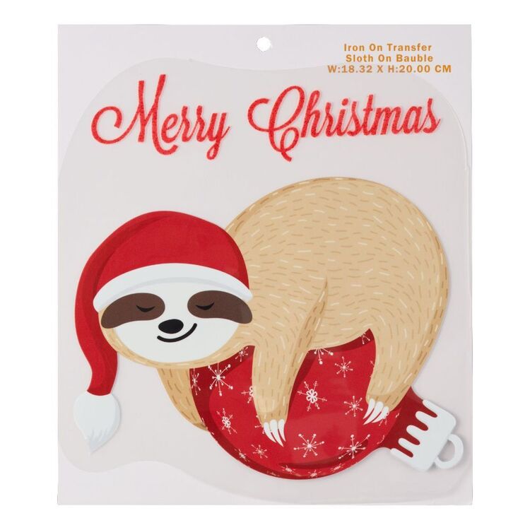 Christmas Sloth On Bauble Iron On Transfer