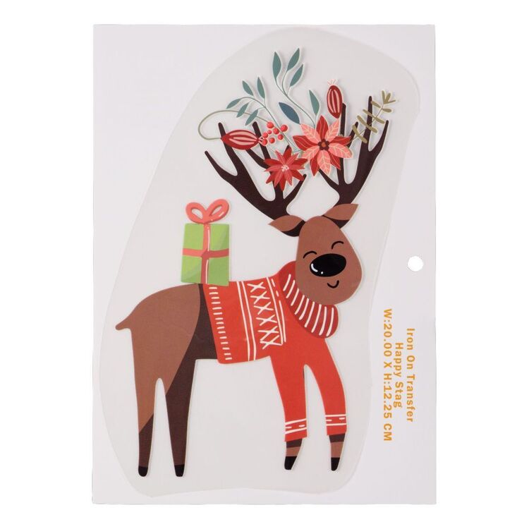 Christmas Happy Stag Iron On Transfer