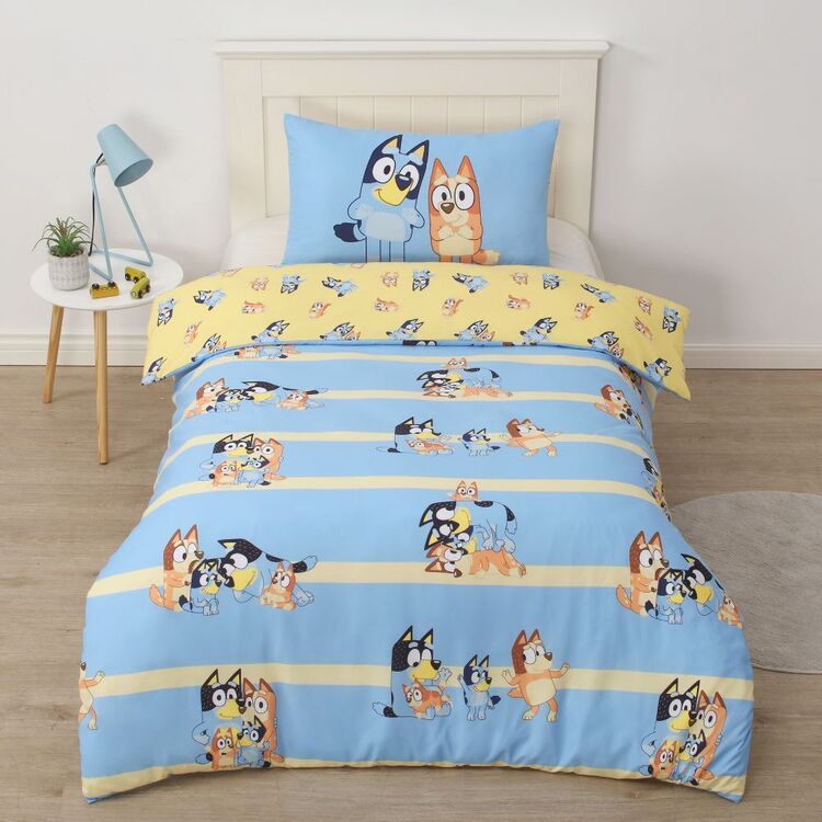 BBC Bluey Family Quilt Cover Set Yellow