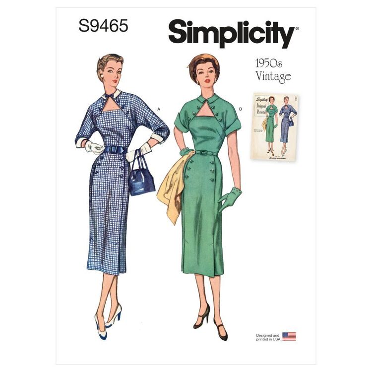 Simplicity Sewing Pattern S9465 1950s Vintage Misses' Dress