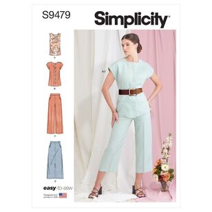 Simplicity Sewing Pattern S9479 Misses' Sportswear Jacket, Top, Skirt & Pants