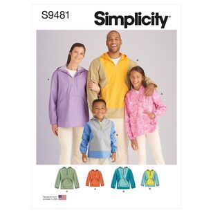 Simplicity Sewing Pattern S9481 Unisex Top Sized for Children, Teens & Adults XS - L / XS - XL