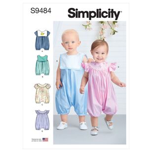 Simplicity Sewing Pattern S9484 Babies' Rompers XX Small - Large