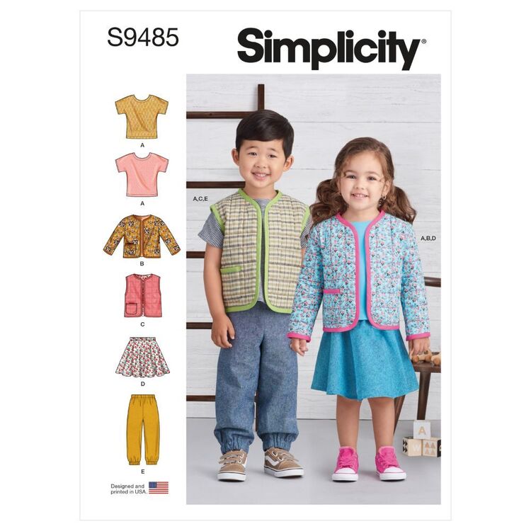 Simplicity Sewing Pattern S9485 Toddlers' Knit Top, Jacket, Vest, Skirt & Pants 1/2 - 4