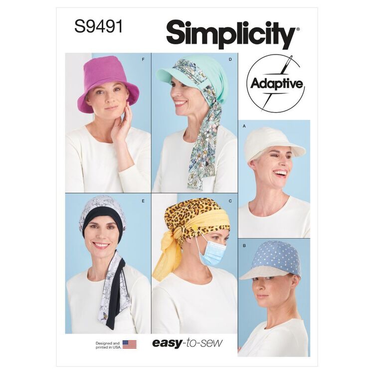 Simplicity Sewing Pattern S9491 Adaptive Chemo Head Coverings