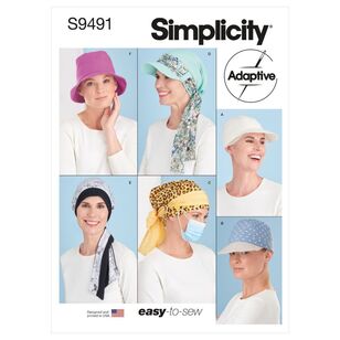 Simplicity Sewing Pattern S9491 Adaptive Chemo Head Coverings Small - Large