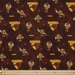 Hawthorn Hawks AFL Logo Printed 112 cm Homespun Cotton Fabric Multicoloured 112 cm