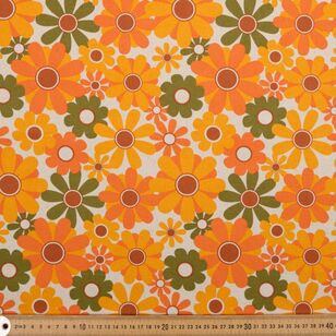 Retro Floral Printed 112 cm Buzoku Duck Fabric Multicoloured 112 cm
