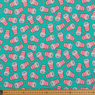 Laura Wayne Coffee Cups Printed 112 cm Cotton Fabric Multicoloured 112 cm