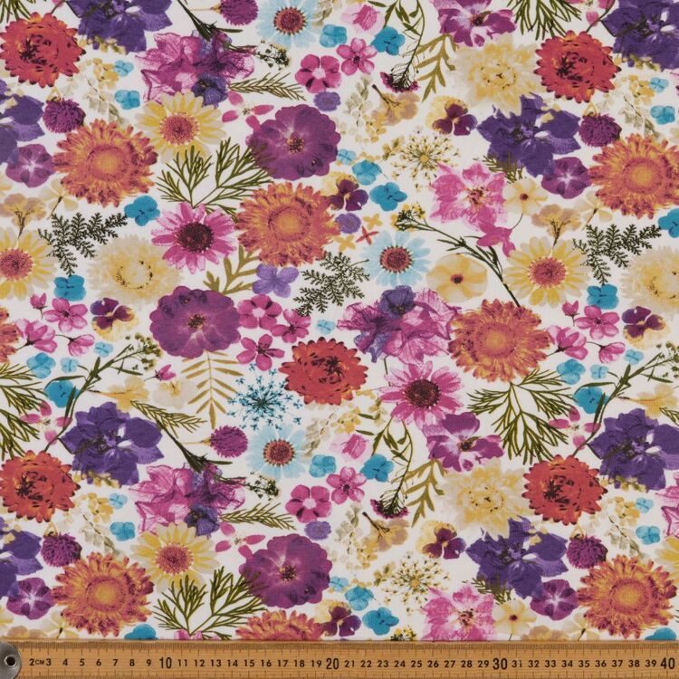 Bright Bloom Printed 148 cm Organic Cotton Elastane Jersey Fabric