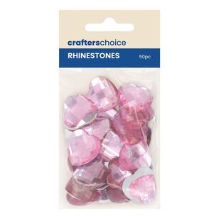 Crafter's Choice Rhinestone Stick-On Hearts 50 Pack Pink