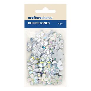 Crafter's Choice Rhinestone Stick-On Flowers 50 Pack Clear AB