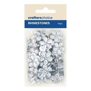 Crafter's Choice Rhinestone Stick-On Flowers 50 Pack Clear