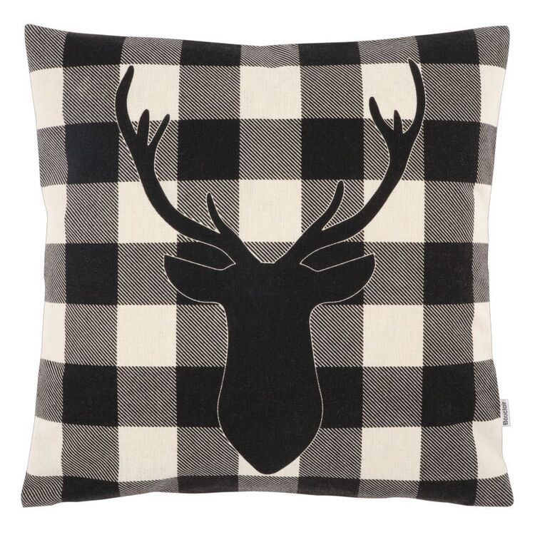 Bouclair Scandi Magic Plaid Deer Cushion