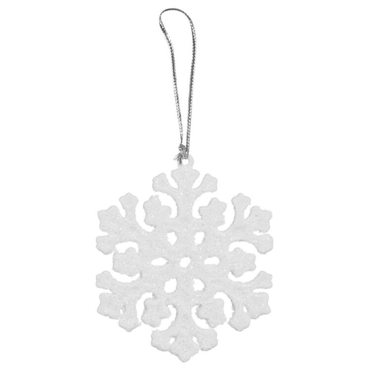 Bouclair Neutral Wonderland Glitter White Snowflake Ornament Set of 12