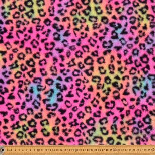 Rainbow Leopard Printed 150 cm Shine Short Faux Fur Fabric Multicoloured 150 cm