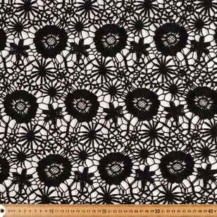 Floral Patterned 120 cm Vintage Corded Lace Fabric Black 120 cm