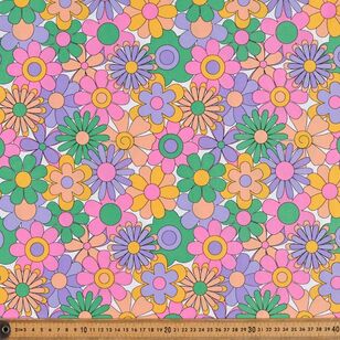 Flower Child Printed 112 cm Organic Cotton Poplin Fabric Multicoloured 112 cm