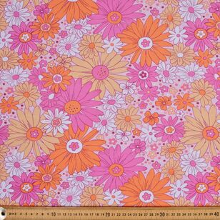 Floral Printed 148 cm EcoVero Viscose Elastane Jersey Fabric Pink & Multicoloured 148 cm