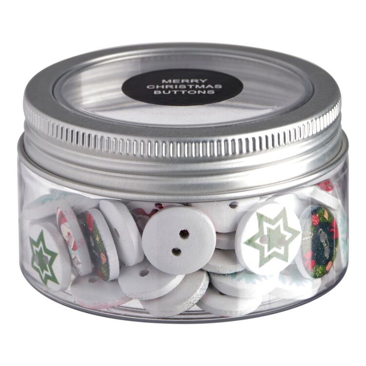 Christmas Small Novelty Button Jar 60 Pack
