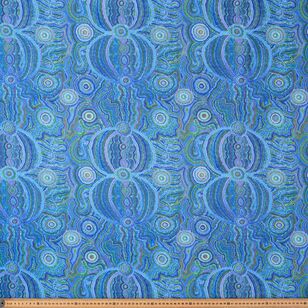Warlukurlangu Warlu Goanna Dreaming Turqoise 150 cm Cotton Fabric Turquoise & Multicoloured 150 cm