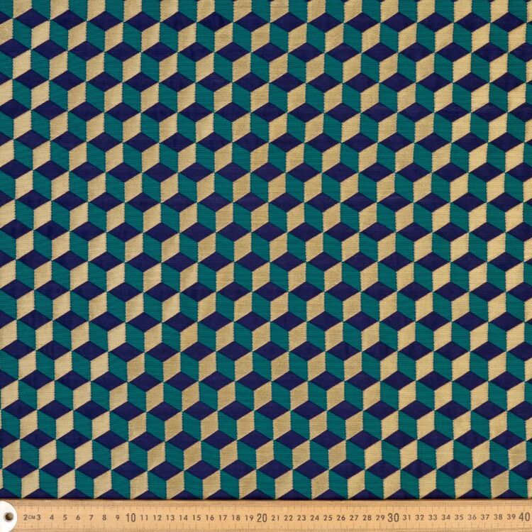 Blocks Printed 112 cm Jacquard Sari Taffeta Fabric