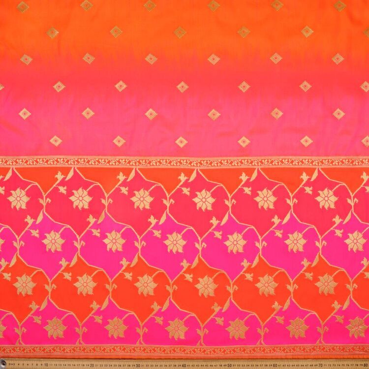 Diamond Floral Printed 112 cm Sari Jacquard Taffeta Fabric