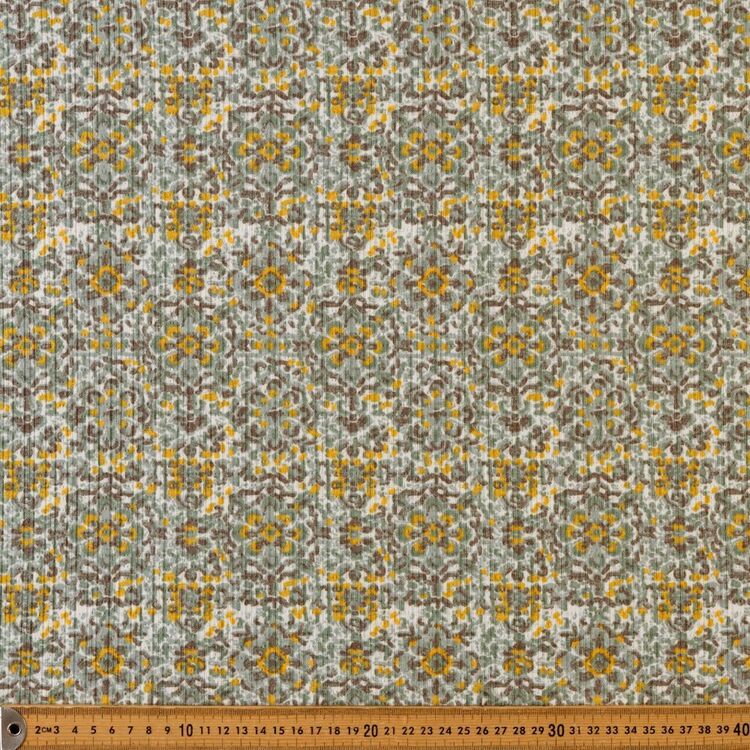 Abstract Flower Printed 145 cm Polyester Rayon Elastane Ribbing Fabric