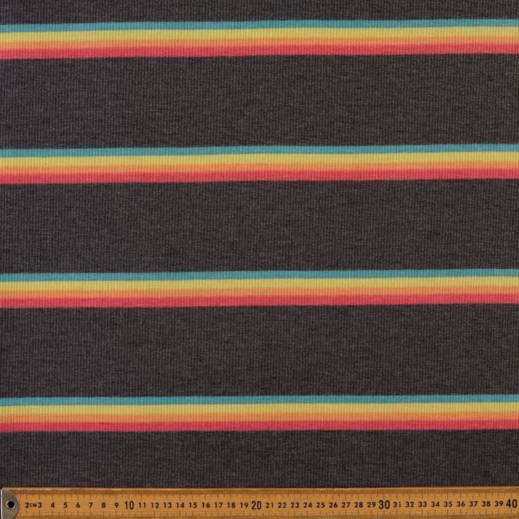 Stripe Printed 145 cm Polyester Elastane Ribbing Fabric