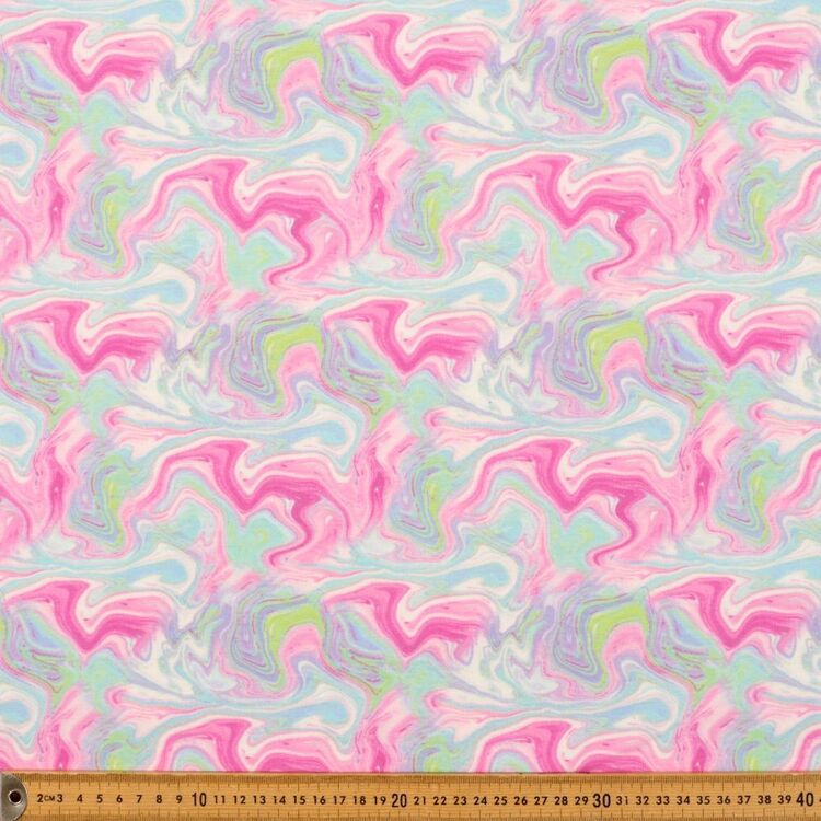 Vibrant Marble #1 Printed 148 cm Organic Cotton Elastane Jersey Fabric Multicoloured 148 cm