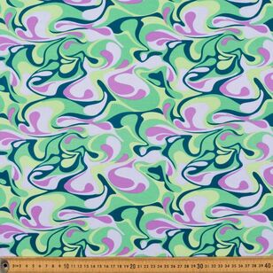 Vibrant Marble #2 Printed 148 cm Organic Cotton Elastane Jersey Fabric Purple & Green 148 cm